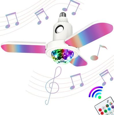 Colorful 50 watt RGB lamp switch smart blue-tooth bedside lights Fan Shaped 3 leaves music speaker night bulbs