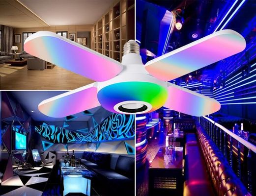 Creative Blue Tooth Music LED Ceiling Panel Lights Four Leaves E27