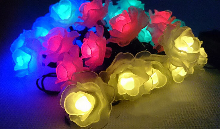 Artificial Flowers That Light Up Battery Crystal Rose String