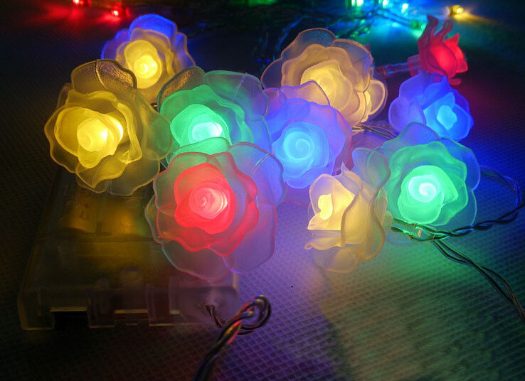 Artificial Flowers That Light Up Battery Crystal Rose String