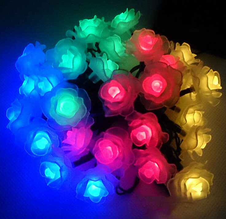 Artificial Flowers That Light Up Battery Crystal Rose String