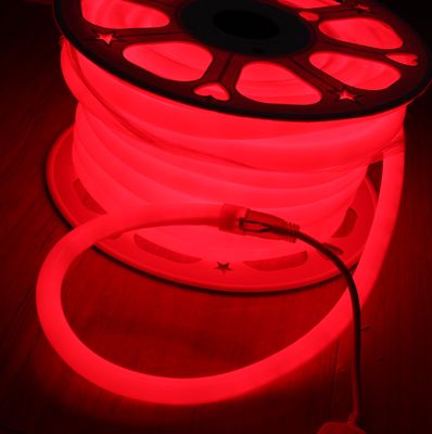 110V 220V 360 Degree Glow Flexible Round LED Neon Rope Light red color