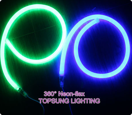 12V IP67 round led neon flex 16mm mini 360 degree green rope light soft tube