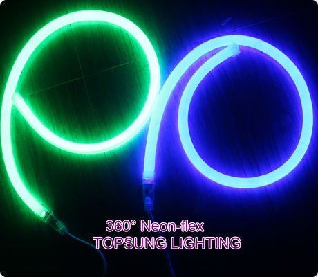 DC24v 360 degree emitting led neon flexible strip 16mm diameter green