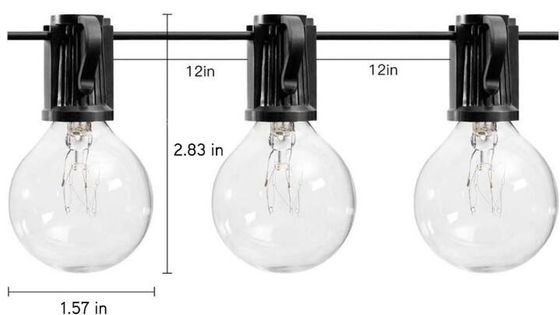 100Ft G40 Outdoor Led Light String Globe Bulbs Black Wire Connectable