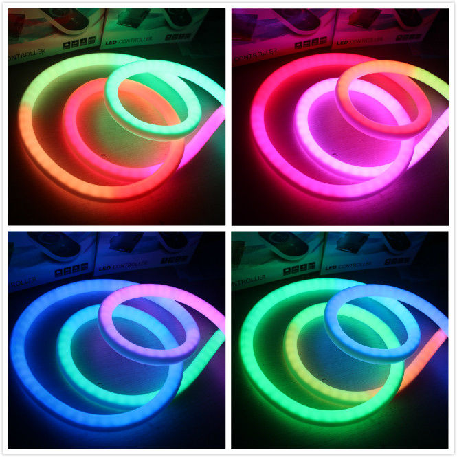 Dynamic Color changing 360 neon flex rgb dmx 24v led neon flexible chasing rope 10pixel /m